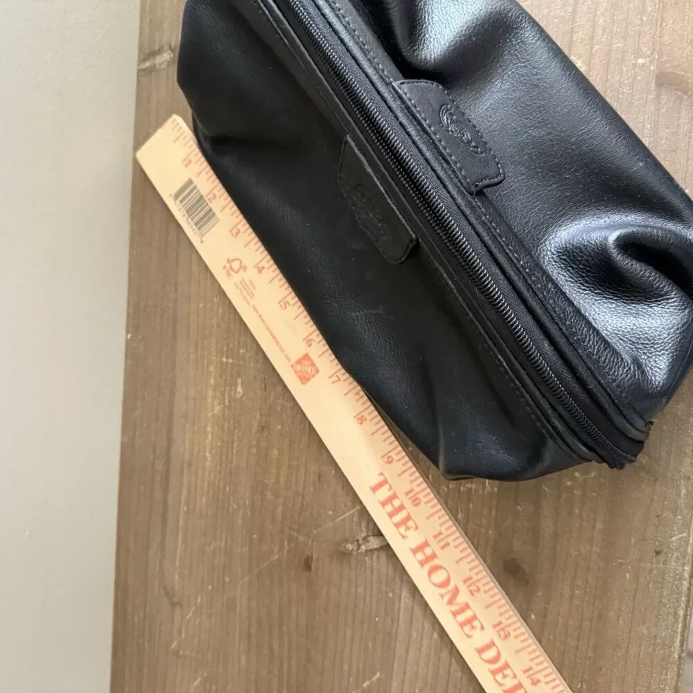 Vintage Leather Travel Dopp Kit Toiletry Bag Black Zip Pouch Travel Gear Unisex